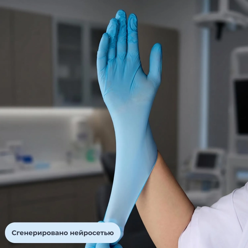 Перчатки нитрил., н/с, н/о, CP Basic (L) голубые 3гр. 50 пар/уп