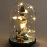 Фигурка декоративная &laquo;Маяк с якорем&raquo;, в куполе, с подсветкой, 8.8&times;8.8&times;14 см