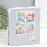 Фотоальбом на 40 фото 10х15 см "Белые розы и сердечки в посыпке" в коробке 4,5х14х17 см