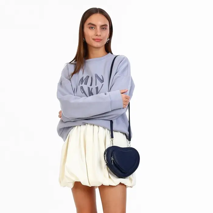 Сумка женская кросс-боди на молнии, в форме сердца, 20×5×16 см, тёмно-синяя Сумка женская кросс-боди на молнии, в форме сердца, 20×5×16 см, тёмно-синяя