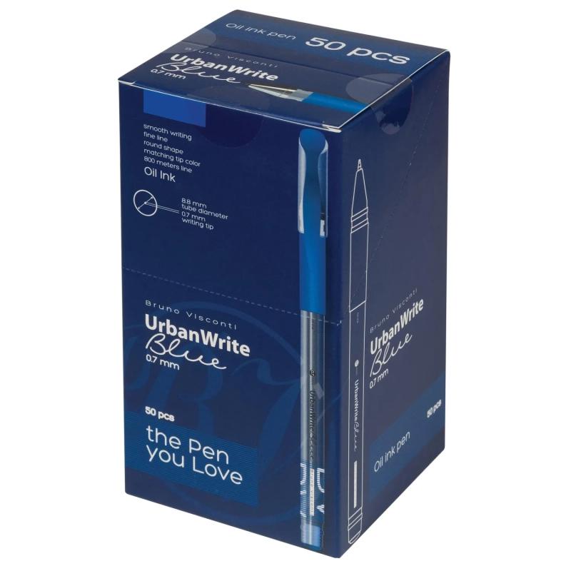 Ручка шариковая неавтомат. UrbanWrite масл.осн.0,7мм синяя 20-0318/01