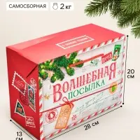 Пакет - коробка новогодний &laquo;Волшебная посылка&raquo;, 28&times;20&times;13 см