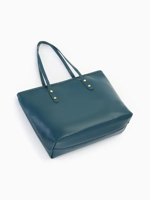 Сумка-шопер женская на молнии, размер 30.5&times;12&times;27 см, однотонная, синяя