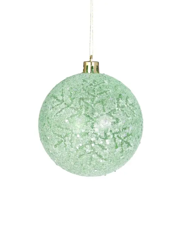 Ёлочные игрушки &laquo;Эстер&raquo;, снежинки, шары новогодние, набор 6 шт., d=8 см, зелёный