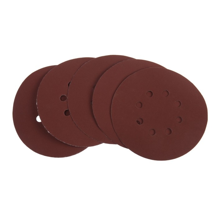 Круг абразивный шлифовальный под  Круг абразивный шлифовальный под "липучку" ТУНДРА, перфорированный, 150 мм, Р2000, 5 шт.