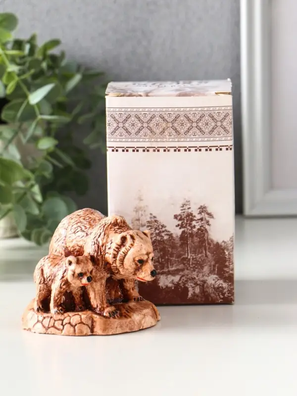 Фигурка гипс &laquo;Медведь с медвежонком&raquo;, 6.5&times;7&times;9.5 см