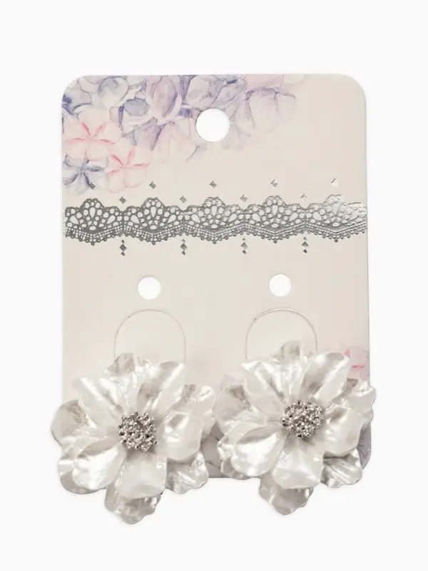 Клипсы Клипсы "Цветочки" цвет белый в серебре