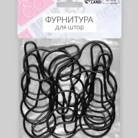 Крючок для штор, 6.8&times;3.8&times;0.2 см, 20 шт., чёрный