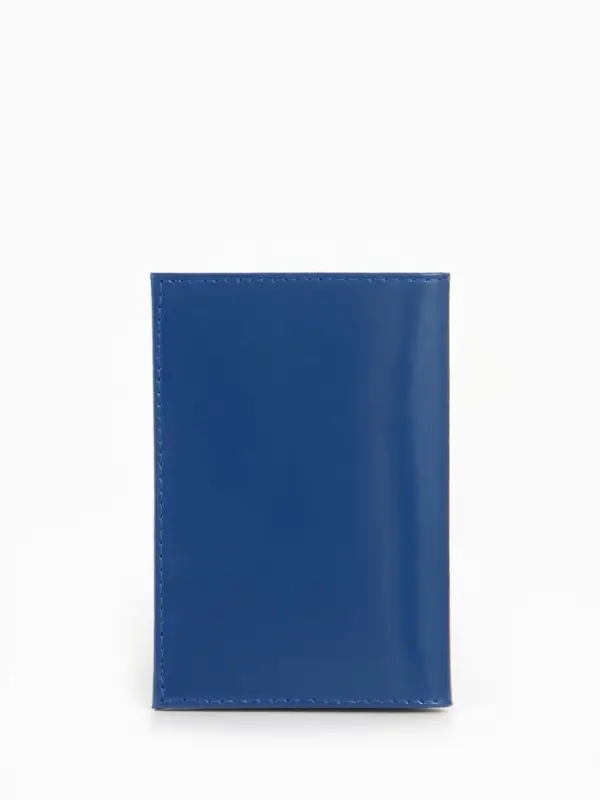 Обложка для паспорта, гладкая натуральная кожа, тиснение фольгой, синяя