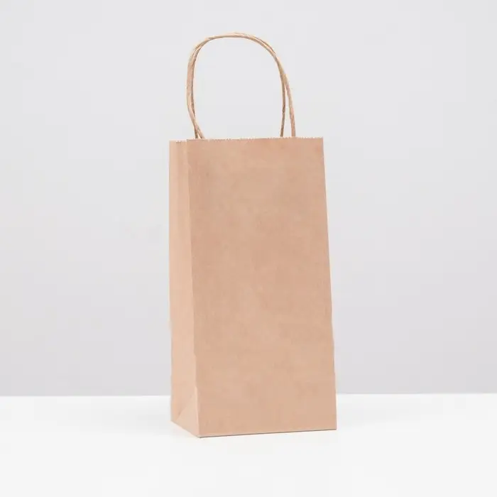 Пакет крафт без печати, круглая ручка 12×8×24 см Пакет крафт без печати, круглая ручка 12×8×24 см