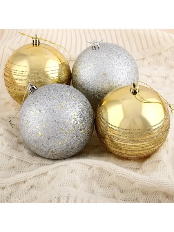 Ёлочные игрушки &laquo;Айола&raquo;, шары новогодние, d=10 см, набор 4 шт., золотисто-серебристый