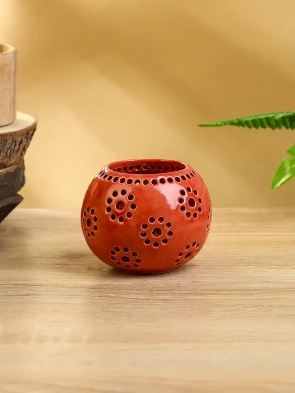 Аромалампа «Шар», 9×9×7 см, керамика, красная