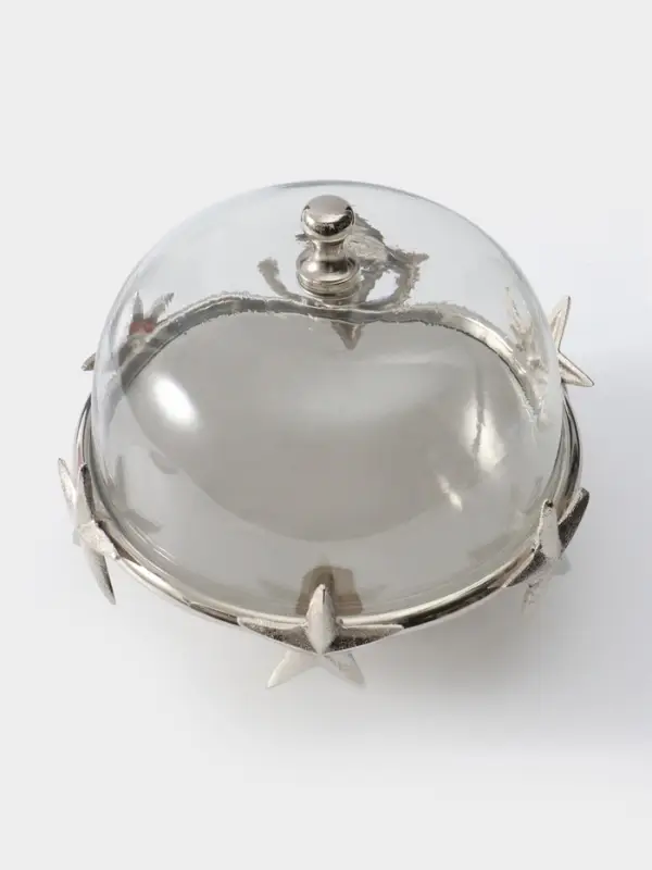 Тортовница со стеклянной крышкой &laquo;Звёзды&raquo;, 21&times;21&times;23 см, алюминий