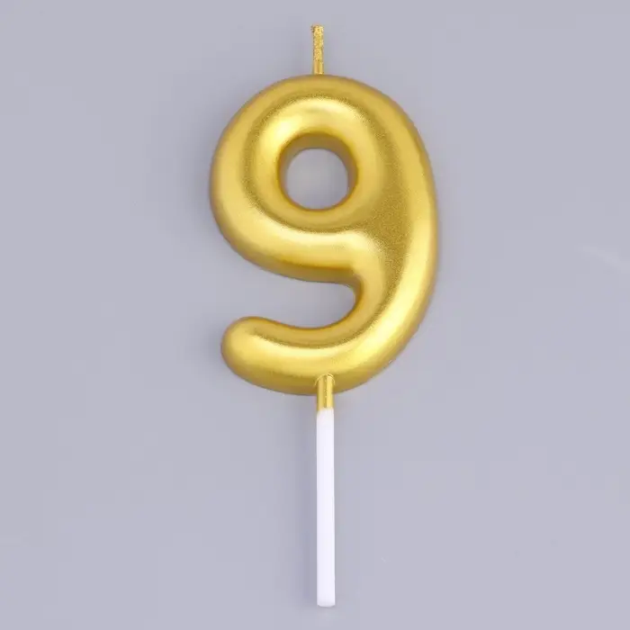 Свеча в торт «Европейская», цифра 9, 6 см, золото Свеча в торт «Европейская», цифра 9, 6 см, золото