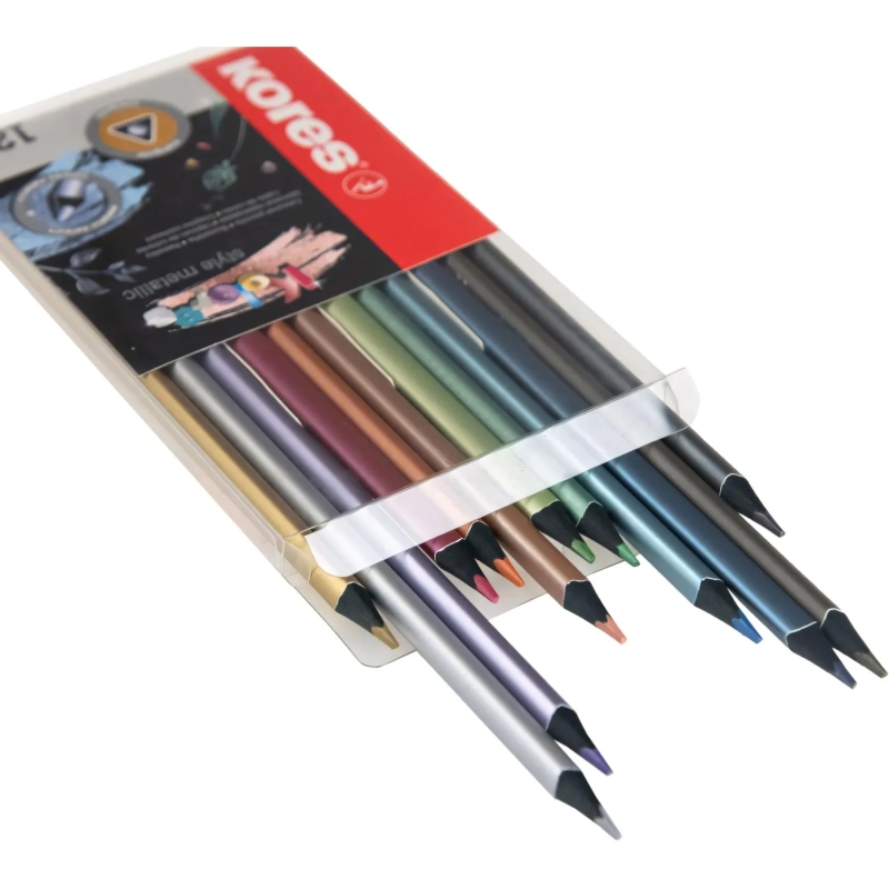 Карандаши цветные Kores Kolores Metallic Style 12шт трехгр пласт кор 93316