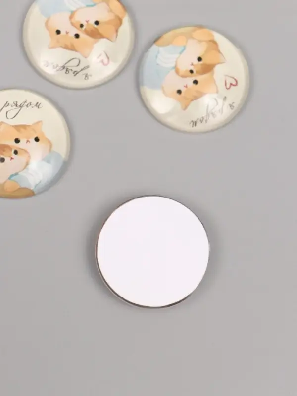 Кабошон стекло для творчества Кабошон стекло для творчества "Круг. Котики. Я рядом" 3х3 см