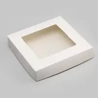 Контейнер на вынос, с окном, белый, 20×20×4 см