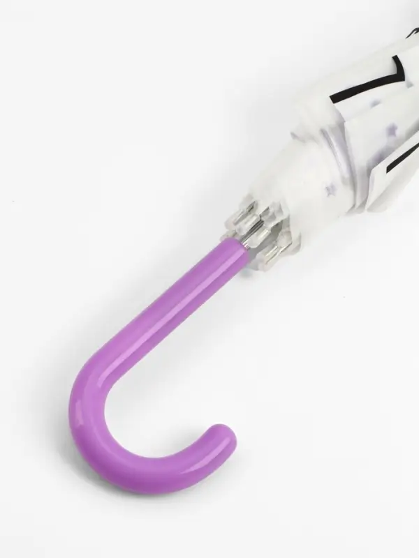 Зонт - трость детский &laquo;Единорог&raquo;, полуавтоматический, 8 спиц, R=45 см, d=90 см, белый/фиолетовый