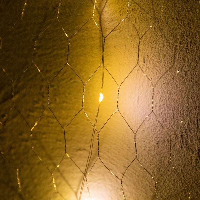 Гирлянда «Звёздное небо» 1 × 5 м роса, IP44, УМС, серебристая нить, 300 LED, свечение тёплое белое