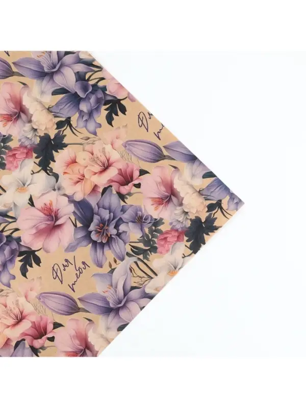 Бумага упаковочная крафтовая «Цветы для тебя», 70 х 100 см Бумага упаковочная крафтовая «Цветы для тебя», 70 х 100 см