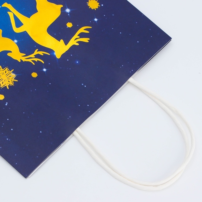 Новый год. Пакет бумажный подарочный новогодний с тиснением, Новый год. Пакет бумажный подарочный новогодний с тиснением, "С Новым Годом!" 27 х 21 х 11 см.