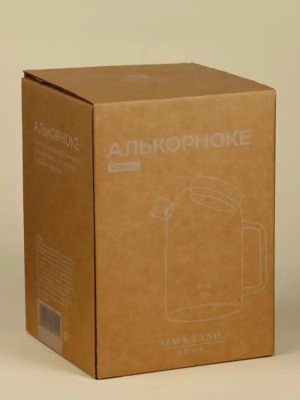 Чайник SL-Home &laquo;Эко&raquo;, 1 л, 18&times;11&times;17.5, с пробковой крышкой, стекло, прозрачный