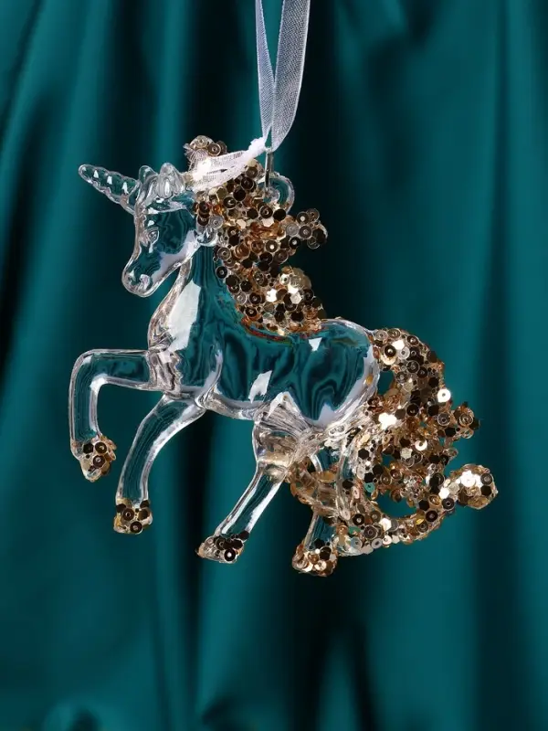 Украшение ёлочное "Льдинка" единорог, 10х10,5 см, прозрачный