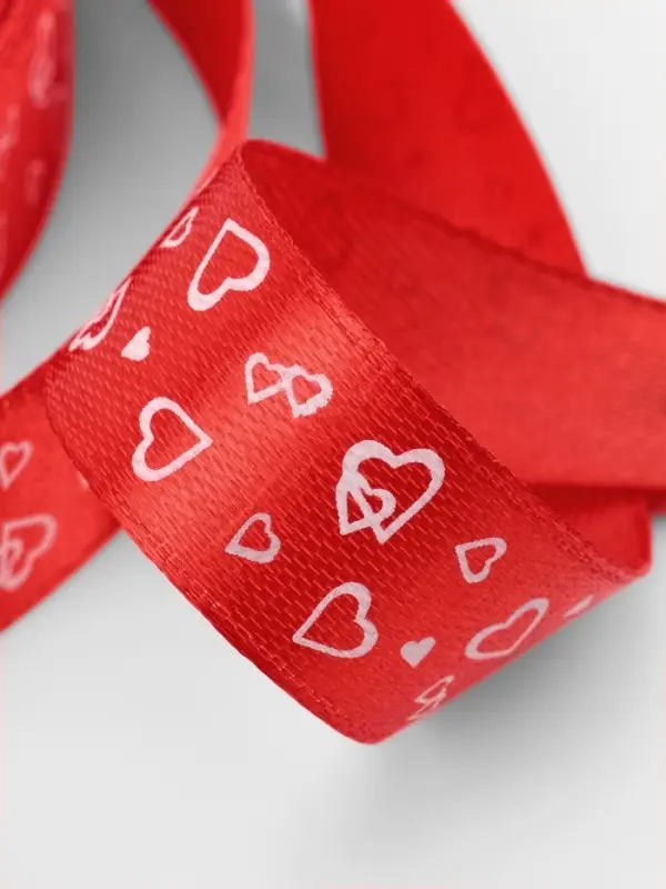 Лента атласная &laquo;Сердца&raquo;, 15 мм, 23&plusmn;1 м, красная №026