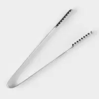 Щипцы для льда, длина 18 см, толщина 1 мм, нержавеющая сталь, серебристые