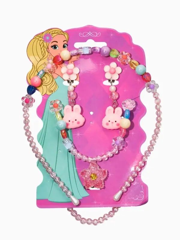 Комплект детский «Выбражулька» 3 предмета, клипсы, бусы, ободок, крлики, цветной Комплект детский «Выбражулька» 3 предмета, клипсы, бусы, ободок, крлики, цветной