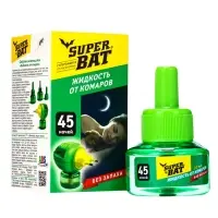 Дополнительный флакон-жидкость от комаров SuperBAT, без запаха, 45 ночей, 30 мл
