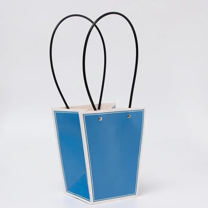 Сумка для цветов синяя влагостойкая, 17&times;17 - 11.5&times;11.5 - 20 см 4