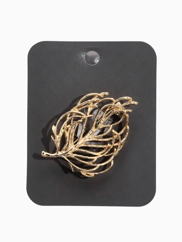Брошь  Брошь "Лист" веточка, цвет золото