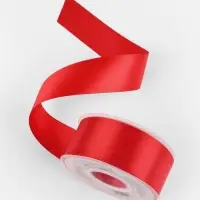 Лента атласная TEIRA, двухсторонняя, 38 мм, 25&plusmn;1 м, красная №0250