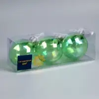 Набор ёлочных шаров &laquo;Акценты зелёного&raquo;, 3 шт., d=7 см, 3 LED, от батареек AG13&times;9, свечение тёплое белое