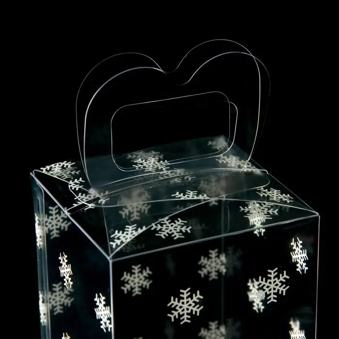 Коробка подарочная новогодняя складная ПВХ «Снежинки» 12×7×7 см Коробка подарочная новогодняя складная ПВХ «Снежинки» 12×7×7 см