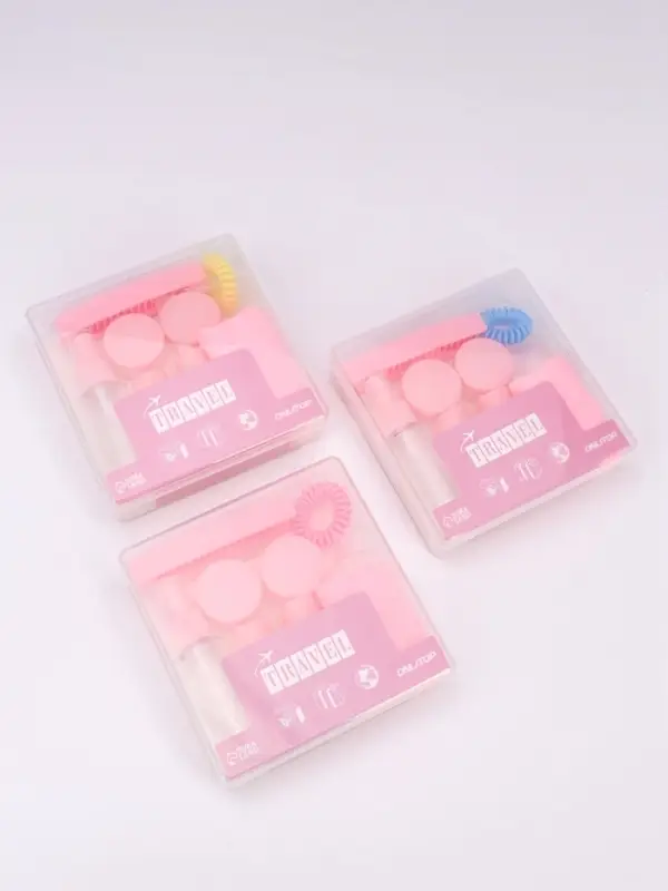 Набор для хранения, в футляре, 9 предметов, прозрачный, розовый