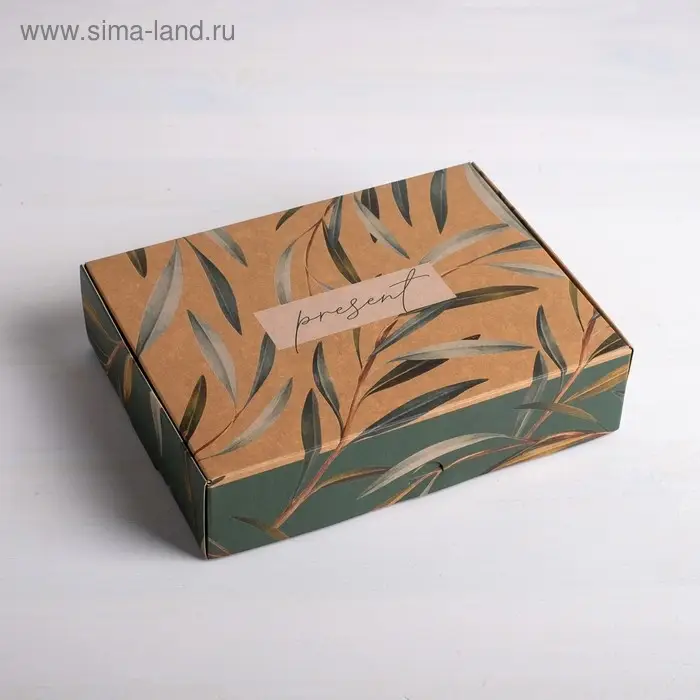 Коробка подарочная складная крафтовая, упаковка, «Present», 21 х 15 х 5 см Коробка подарочная складная крафтовая, упаковка, «Present», 21 х 15 х 5 см