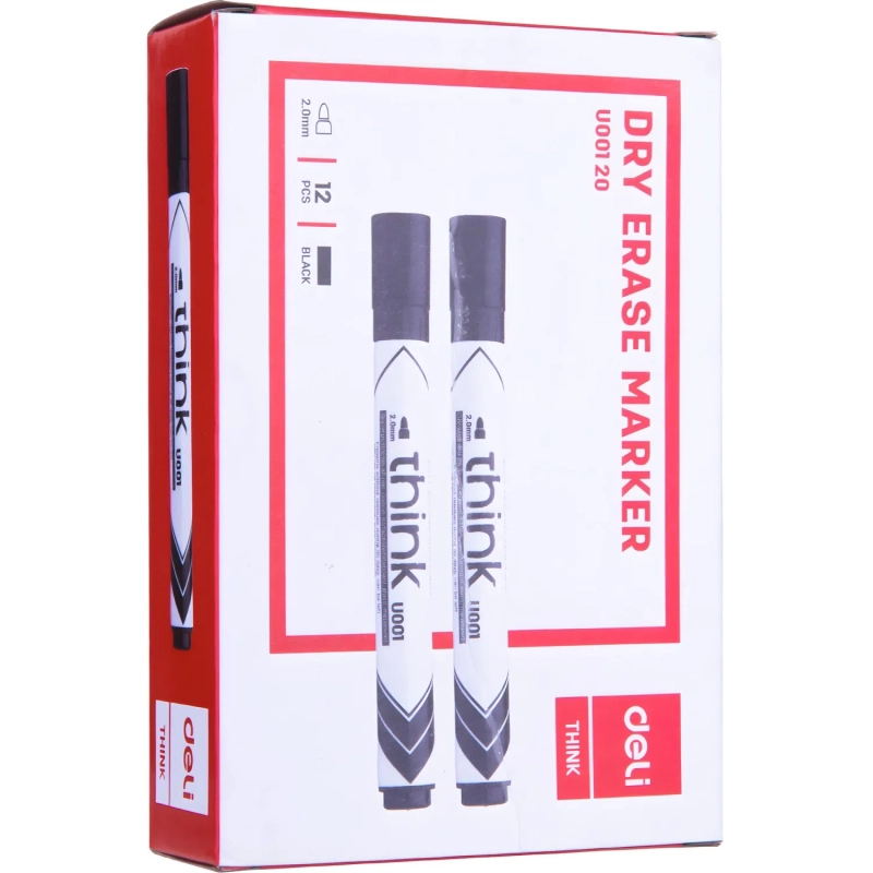 Маркер для белых досок Deli Think 2 мм черный кругл.нак.EU00120