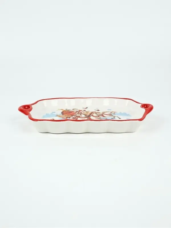 Блюдо керамическое новогоднее «Тройка», 23×13×2.5 см, ручная работа