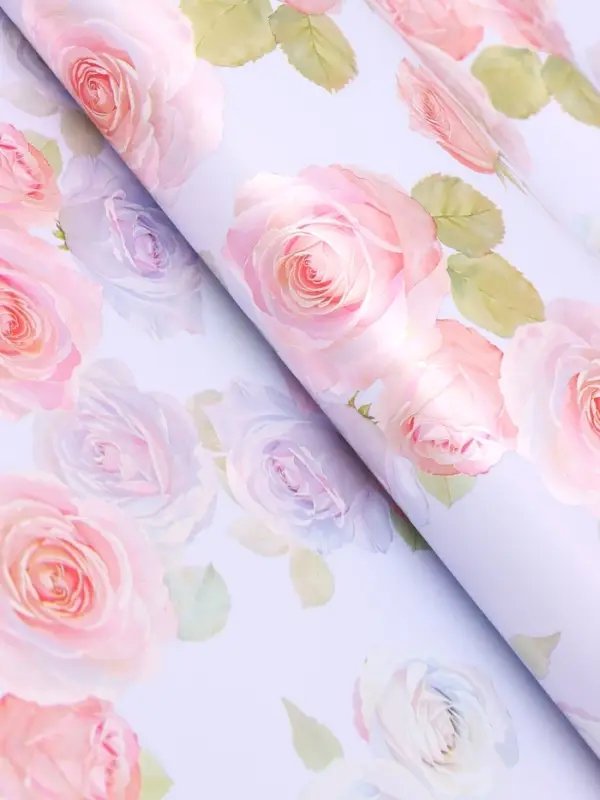 Пленка для цветов, "Розы", светло-фиолетовая, 57х57 см