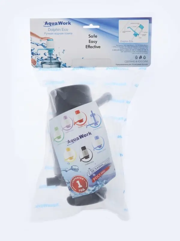 Помпа для воды Aqua work &laquo;Дельфин Эко&raquo;, механическая, под бутыль от 11 до19 л, чёрно-серая