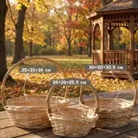 Корзина плетёная для хранения Rika, лоза, с ручкой, натуральная, набор 3 шт.