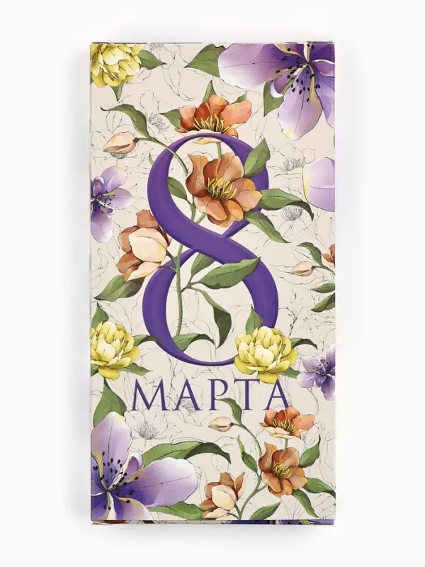 Коробка для шоколада, кондитерская упаковка &laquo;С 8 Марта&raquo;, с окном, 17.3&times;8.8&times;1.5 см