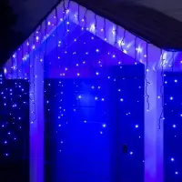 Гирлянда &laquo;Бахрома&raquo; 3&times;0.9 м, IP44, УМС, тёмная нить, 232 LED, свечение синее, 220 В