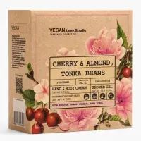 Набор женский VEGAN.Love.Studio "Cherry,Almond,Tonka Beans": гель для душа 300 мл + крем-лосьон 150