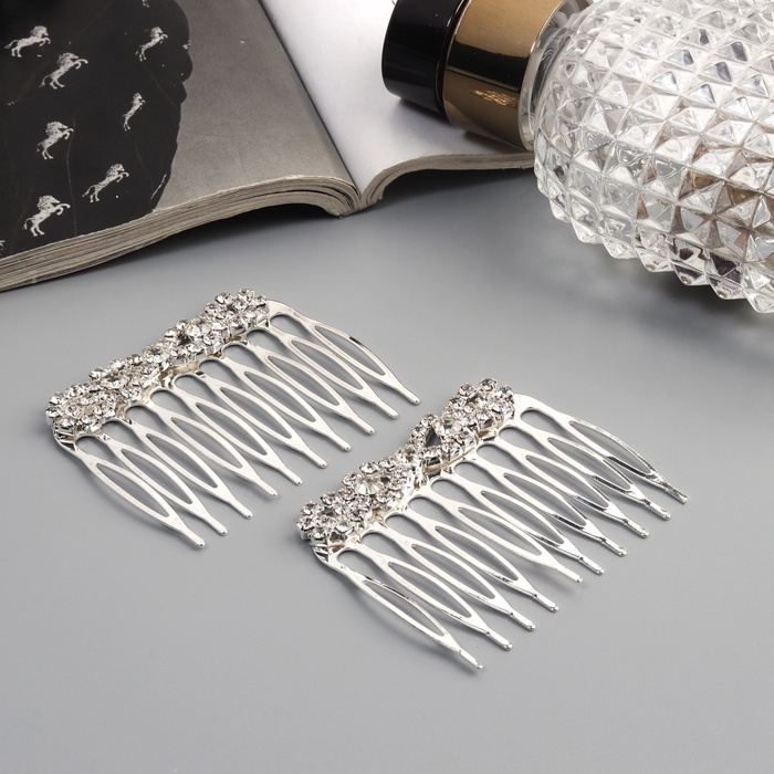 Гребень для волос Гребень для волос "Медея" (набор 2 шт) бант, 5х4 см, серебро