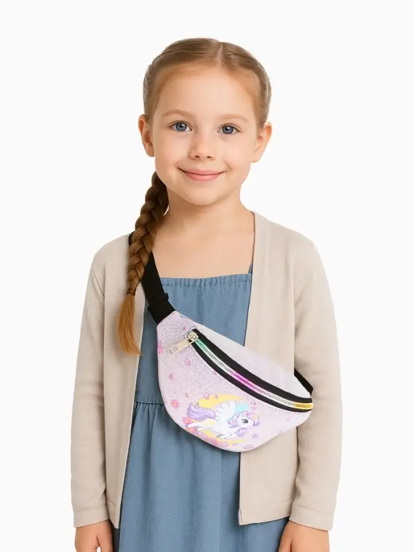 Сумка поясная детская на молнии &laquo;Выбражулька&raquo;, сиреневая