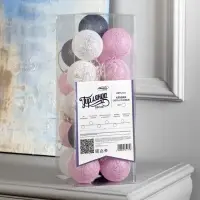 Гирлянда &laquo;Нить&raquo; 5 м с насадками &laquo;Клубки серо-розовые&raquo;, IP20, прозрачная нить, 20 LED, свечение белое, 220 В