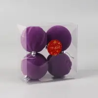 Ёлочные игрушки &laquo;Бархатный зной&raquo;, шары новогодние, d=8 см, 4 шт., фиолетовый
